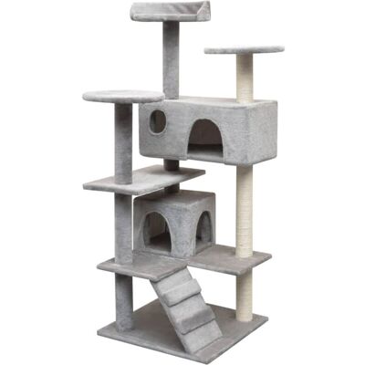 Cat Tree with Sisal Scratching Posts 125 cm Grey vidaXL Cat Tree with Sisal Scratching Posts 125 cm Grey vidaXL