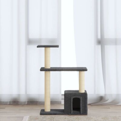 Cat Tree with Sisal Scratching Posts Dark Grey 70 cm Vidaxl Cat Tree with Sisal Scratching Posts Dark Grey 70 cm Vidaxl