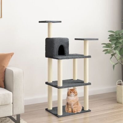 vidaXL Cat Tree with Sisal Scratching Posts Dark Grey 118.5 cm - Cat Tree vidaXL Cat Tree with Sisal Scratching Posts Dark Grey 118.5 cm - Cat Tree