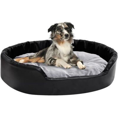 vidaXL Dog Bed Grey 90x79x20 cm Plush Faux Leather - Dog Bed vidaXL Dog Bed Grey 90x79x20 cm Plush Faux Leather - Dog Bed