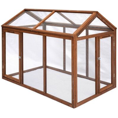 Sweeek - Wooden chicken run for 3 chickens, Chabo, Natural, 140x85.5x106 cm Sweeek - Wooden chicken run for 3 chickens, Chabo, Natural, 140x85.5x106 cm