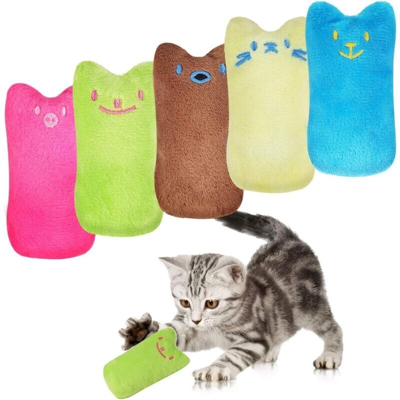Longziming - 10 pcs Catnip Plush Toy, Catnip Toy Valerian Cushion for Cat, Interactive Cat Pillow, Chewing and Cleaning Teeth, Catnip Indoor Cat Toys