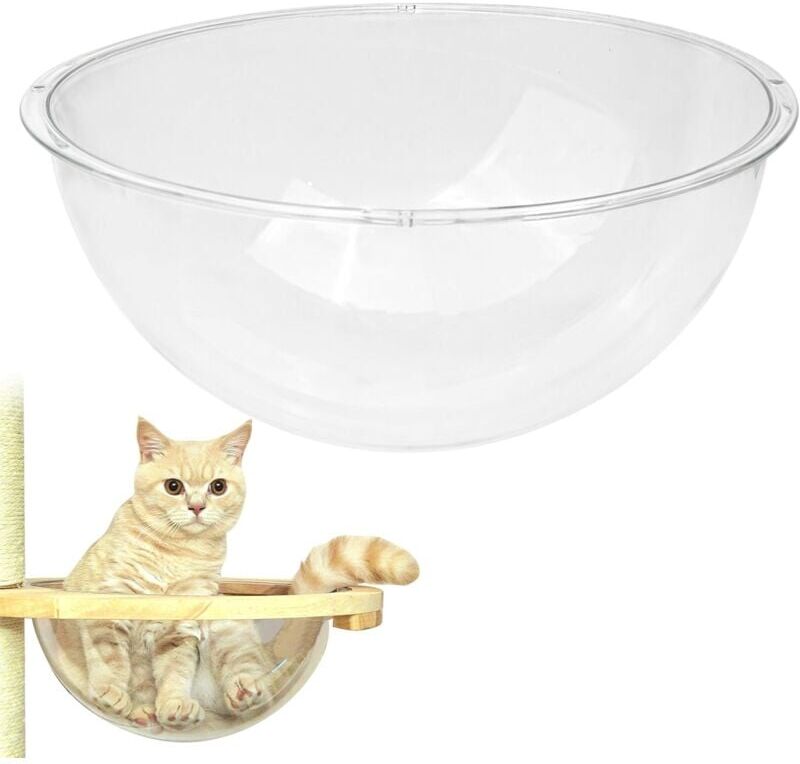 Groofoo - 12.6' Acrylic Dome Clear Plastic Pet Cat Bubble Window Capsule Space Cover, Durable Transparent Furniture Replacement for Nest Bed Hammock