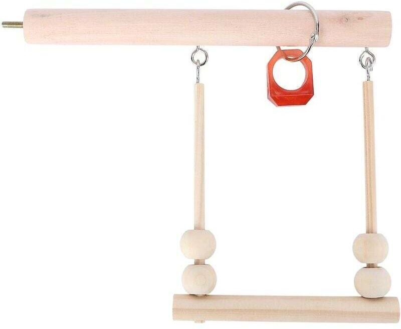 YMYNY 1pcs Bird Perch Rack Toy Parrot Chew Toy Pet Bird Rack Platform Khaki 20X16CM MUMU