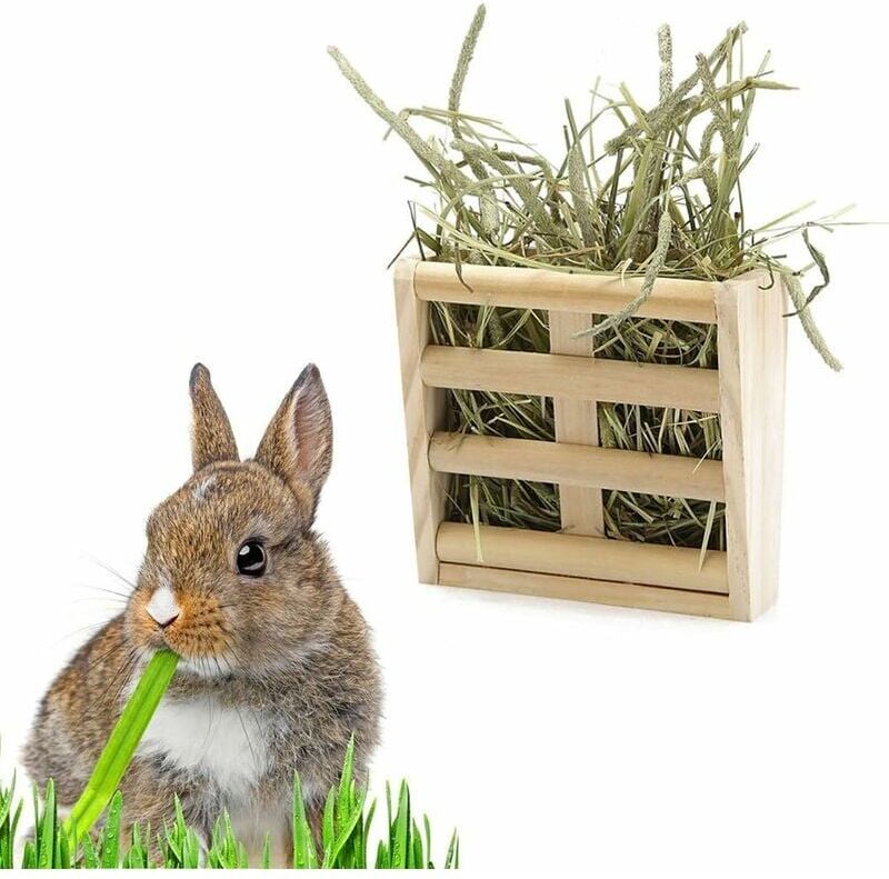 Héloise - 2 in 1 Small Animal Feeder and Hay Rack, Anti-bite Plastic Hay Rack for Rabbits Chinchillas Fat Guinea Pig Hamster