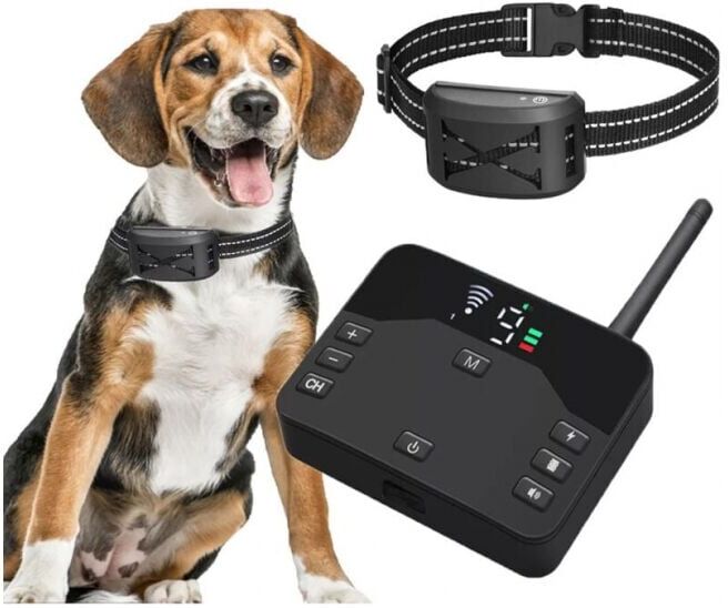 Cyslmuk - 2 in 1 Wireless Electric Dog Fence, Pet Boundary Containment System with Rechargeable Waterproof Receiver, Adjustable Dog Training Collar.
