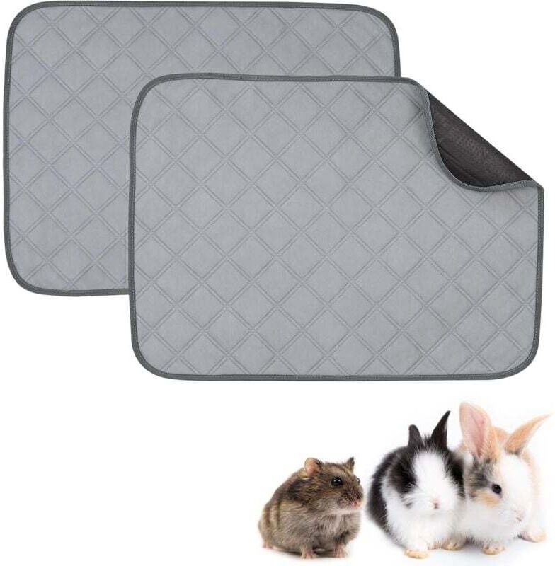 YMYNY 2 Pack Waterproof Non-Slip Washable Fleece Guinea Pig Cage Liners Guinea Pig Bedding Pet Pee Mat - 60 x 45 cm, Grey