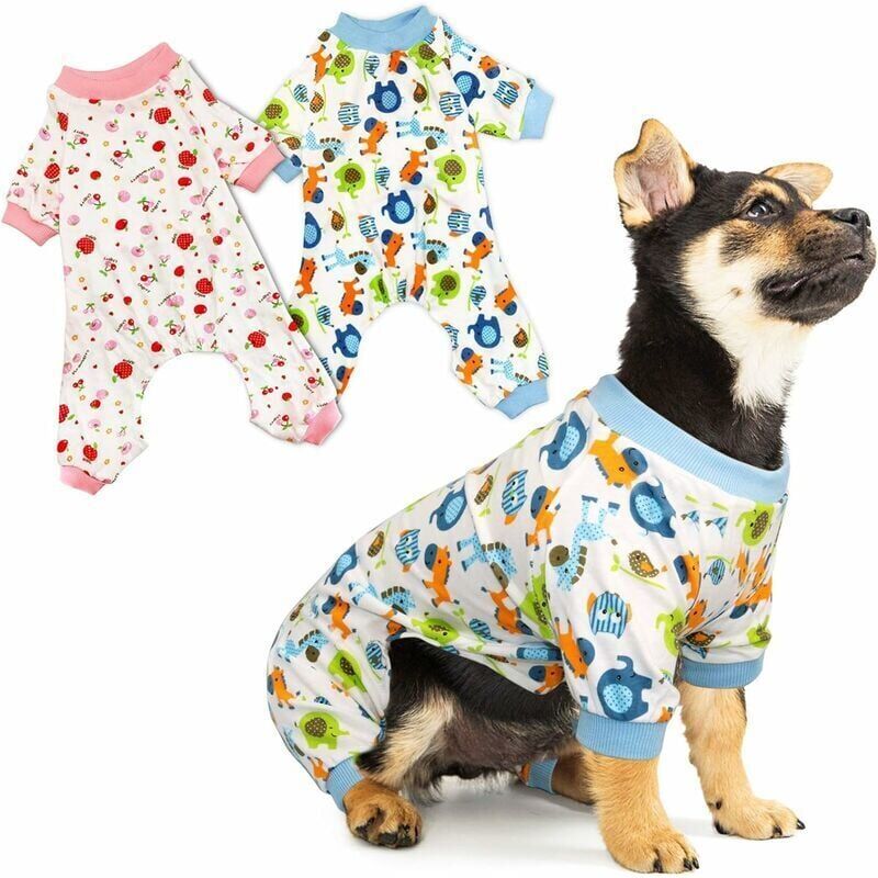 OYLDA 2 pieces Cute Cat One Piece Pajamas, Soft Puppy Onesie, Pet Jumpsuit, Comfy Bodysuits, xs