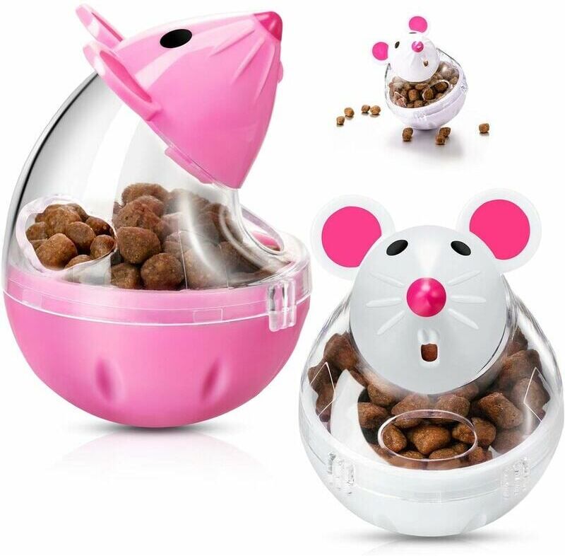 Hoopzi - 2 Pieces Interactive Cat Feeder Food Ball Cat Mouse Food Cup Food Toy Ball Treat Ball Pet Cat Feeder