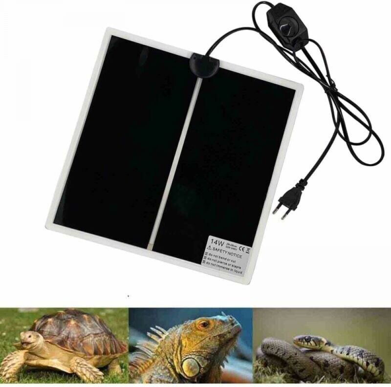 Cyslmuk - 28x28CM Adjustable Terrarium Heating Mat with Temperature Control for Reptiles - Turtle, Snakes, Lizards, Geckos, Spiders - Aquarium Safety