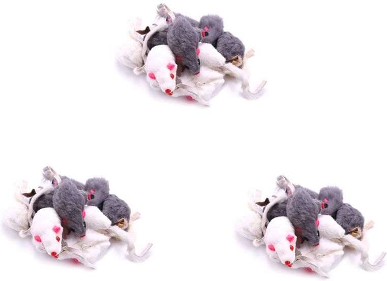 TLILY 36 Pack Real Animals Mouse Fur Rabbit Cat Toy