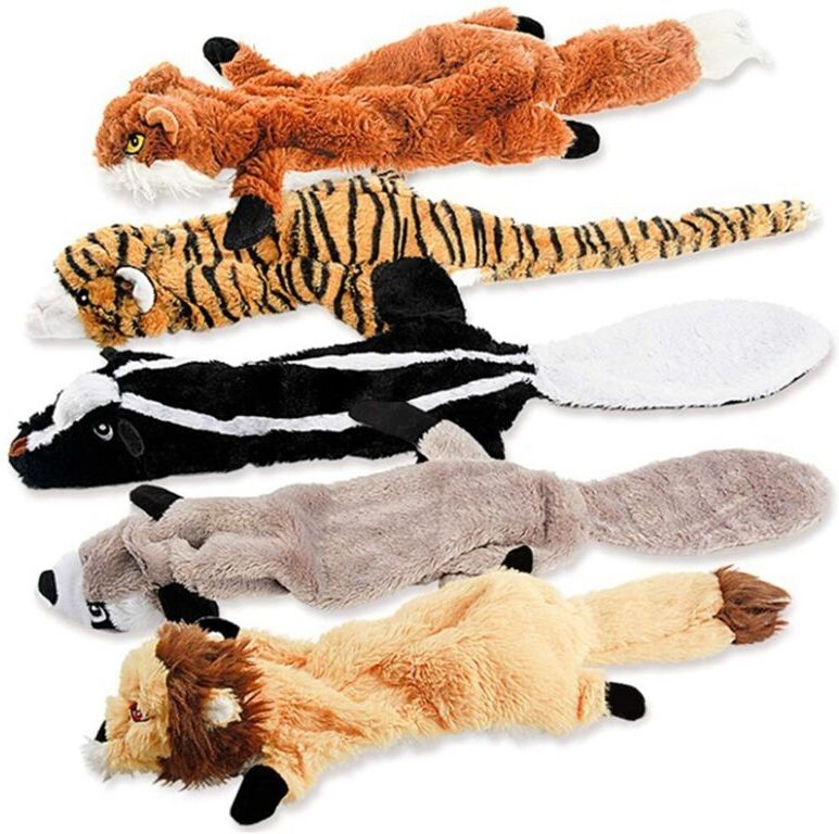 TLILY 5Pcs Dog Squeaky Toys, No Stuffing Plush Dogs Chew Toy for Small Medium Large Breed Chewer Squeak Pets Suppies,A