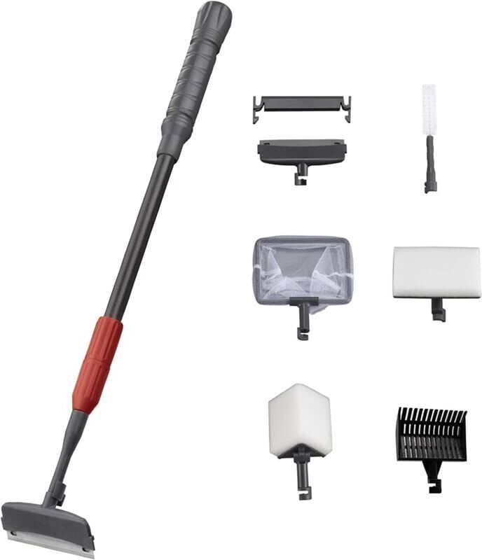 AlwaysH Aquarium Cleaning Tool 6 in 1 Aquarium Cleaning Kit with Fishing Net, Algae Scraper, Gravel Broom, Pipe Brush, Cleaning Sponge