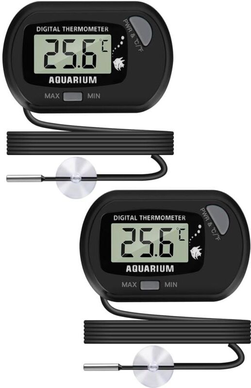 Alwaysh - lcd Digital Aquarium Thermometer with Suction Cups and Waterproof Probe for Aquarium Fish Tank, Vivarium Reptile Terrarium (2PCS)