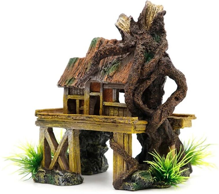 TLILY Aquarium Decoration Artificial Fish Reptile House Shelter Tank Landscaping Resin Building Ornaments Decor