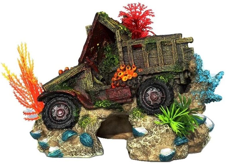TLILY Aquarium Shell Truck Wreck Coral Reef Decoration Ornaments Fish Shrimp Shelter Fish Tank Landscaping Aquascape Decor