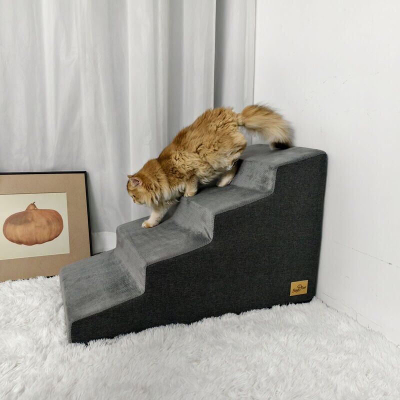 BINGO PAW BingoPaw Non-Slip Dog Stairs Pet Ramp 3/4 Step Small Pet Cat Dog Steps for High Bed Sofa - 4 Steps