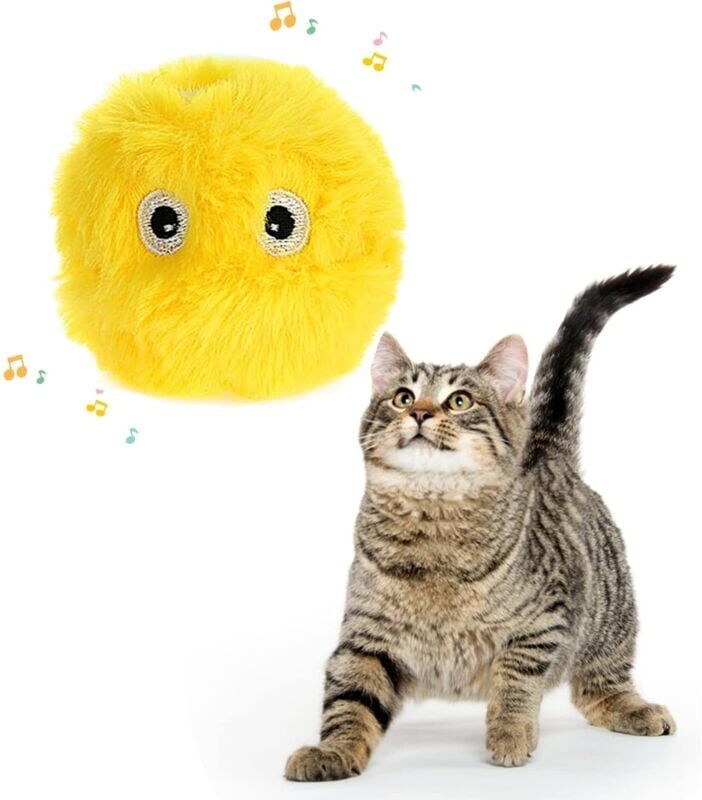LONGZIMING Bird Shaped Cat Toy Ball with Catnip, Realistic Interactive Cat Toy with Singing Birds, for Biting, Diversion, Chewing
