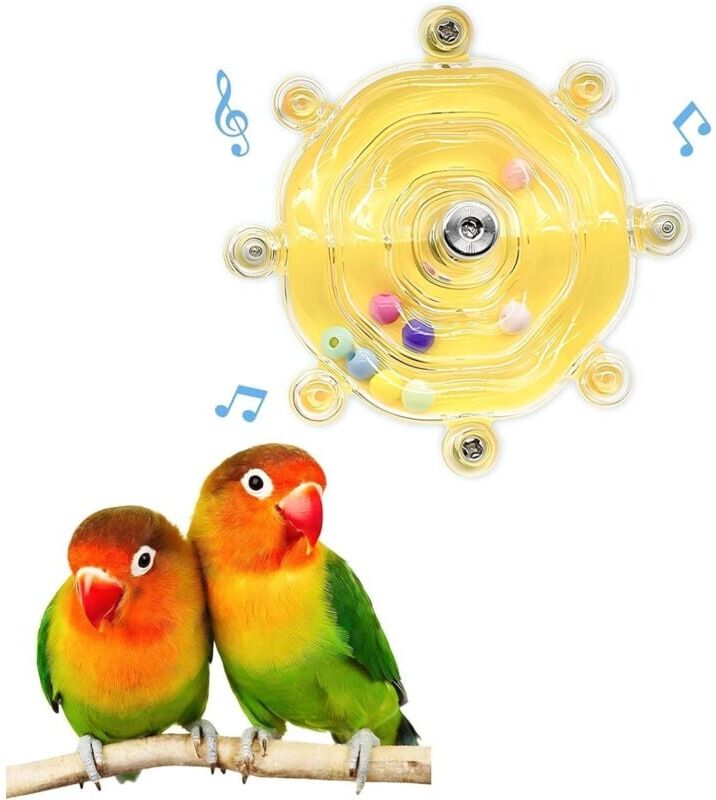 Groofoo - Bird Toys for Parakeets, Colorful Parakeet Toys Wheel, Interactive Spinner Rattle Parrot Toy, Cockatiel Toy for Bird Cage, Chewing Exercise