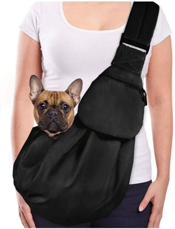 CYSLMUK Black Pet Carrier Bag, Dog Cat Hands Free Waterproof Shoulder Bag Crossbody Sling Bag
