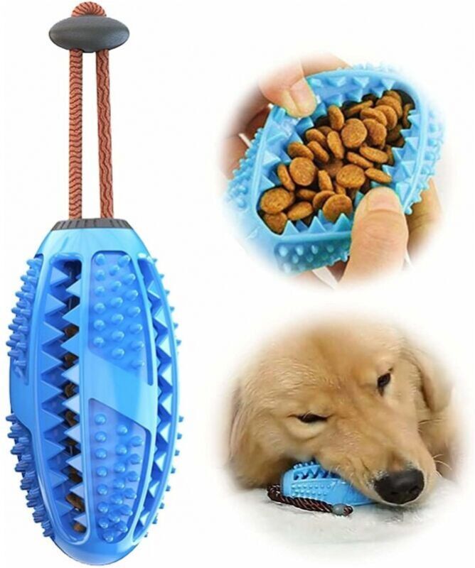 Cyslmuk - Blue Dog Toothbrush Stick Dental Care Chew Toy Effective for Cleaning Dog Teeth Natural Rubber Massager Anti-Bite Non-Toxic (l)