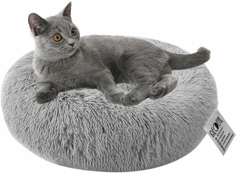 HOOPZI Cat Bed Dog Bed Round Soft Pet Bed Donut Dog Bed Nest Deep Sleep Pet Thick Mattress Dog Bed Suitable for Cat Puppies Kitten Small Pets - Light gray