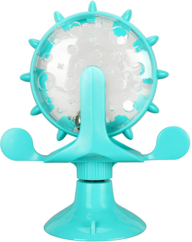 Groofoo - Cat Slow Feeder Round Windmill Shape Pet Slow Food Treat Toy Food Treats Dispenser Toy for Cats and Puppies Blue