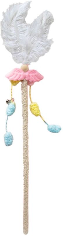 GROOFOO Cat Wand Feather Toy Interactive Fun Flexible Promotes Exercise and Mental Stimulation Cat Teaser Wand Toy for Indoor Angel Wings