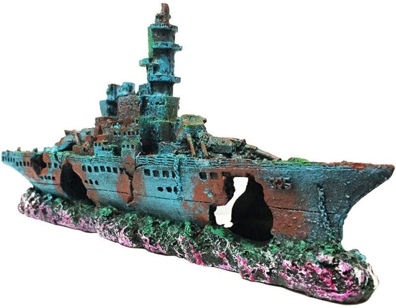 Csparkv - Aquarium Shipwreck Decorations Fish Tank Ornaments - Resin Material Sunken Ship Decorations, Eco-Friendly for Freshwater Saltwater Aquarium