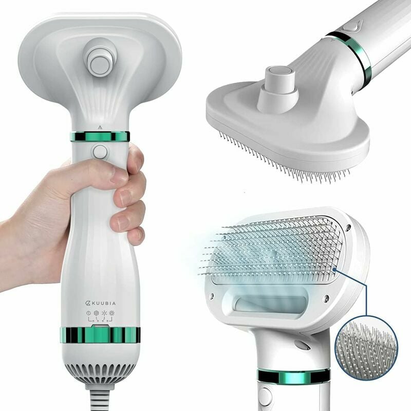 DEWDAT Dog and Cat Hair Dryer with 2-in-1 Smoothing Brush Portable and Quiet Blower Hair Dryer for Grooming Adjustable Temperature Professional Dryer Dogs &