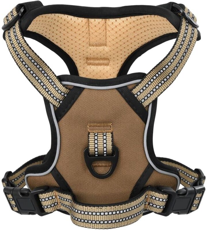 Dog Harness with Reflective Stripes Adjustable Brown l Vidaxl