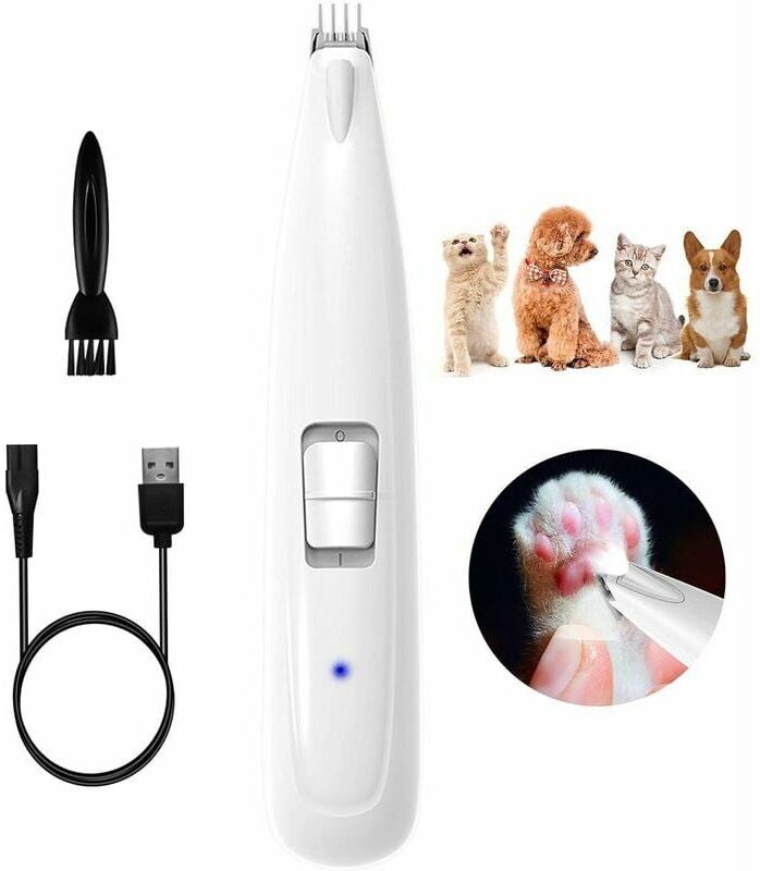 DEWDAT Electric Dog Paw Clipper Cordless Ear Hair Trimmer Hair Clipper for Small Cats Dog Clipper for Puppy 2 Speed Rechargeable Cat Clipper Quiet Grooming