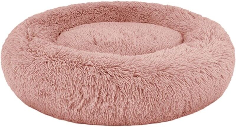 Longziming - Fluffy Dog Cat Basket Round Bed Large Size Cushion Donuts Dog Cat Soft and Comfortable Sofa Fluffy Baskets Anti Stress Pet Bed Machine