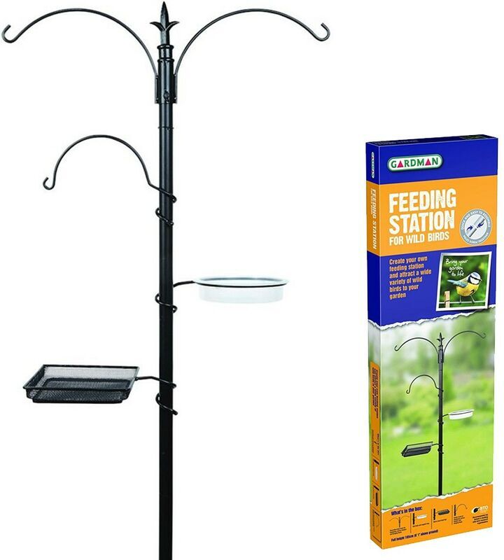 Gardman - Wild Bird Feeding Station Heavy Duty Bird Feeder 3 Hooks Bird Bath Tray