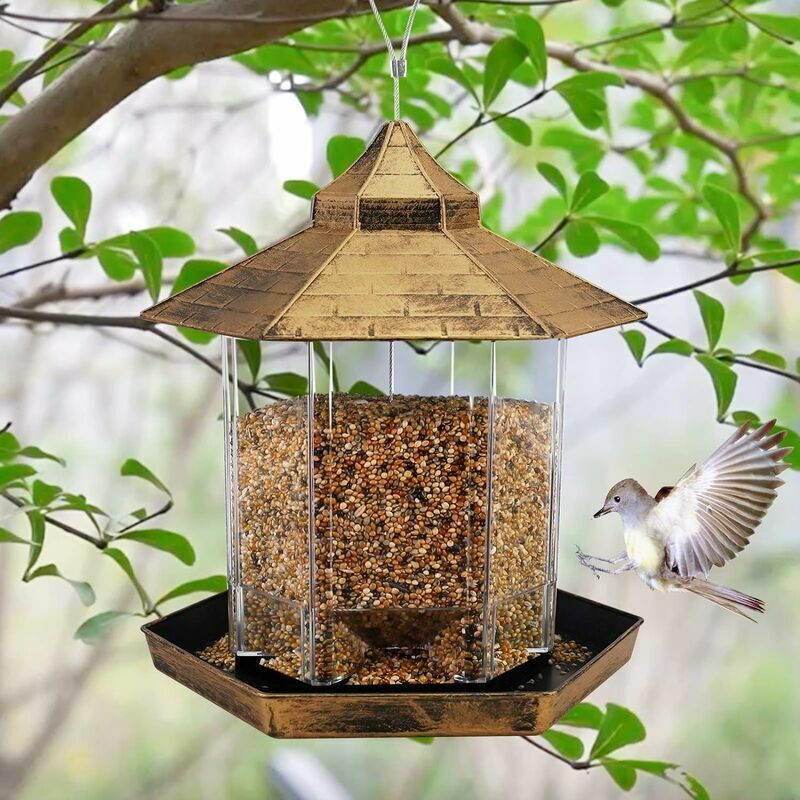 DEWDAT Gazebo Hanging Wild Bird Feeder Bird Feeder Outdoor Decor - Perfect for attracting birds to the outdoor garden yard for bird-loving kids, 2.6 lbs