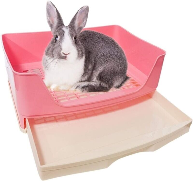 GROOFOO Large Rabbit Litter Box Trainer, Potty Corner Toilet with Drawer Bigger Pet Pan for Adult Hamster, Guinea Pig, Ferret, Galesaur, Bunny and Other