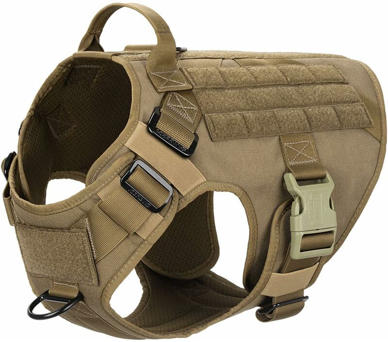 Héloise - Lightweight Tactical Dog Harness with Handle, Dog Training Molle Vest, Anti-Pull Front Leash Clip, Hook and Loop Panel for Dog id Badge (xl)
