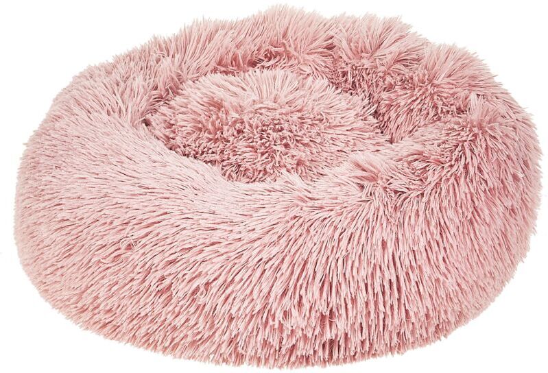 Beliani - Pet Donut Bed Pink Polyester Round Dog Cat Plushy Furry Cuddler Cushion Kulu
