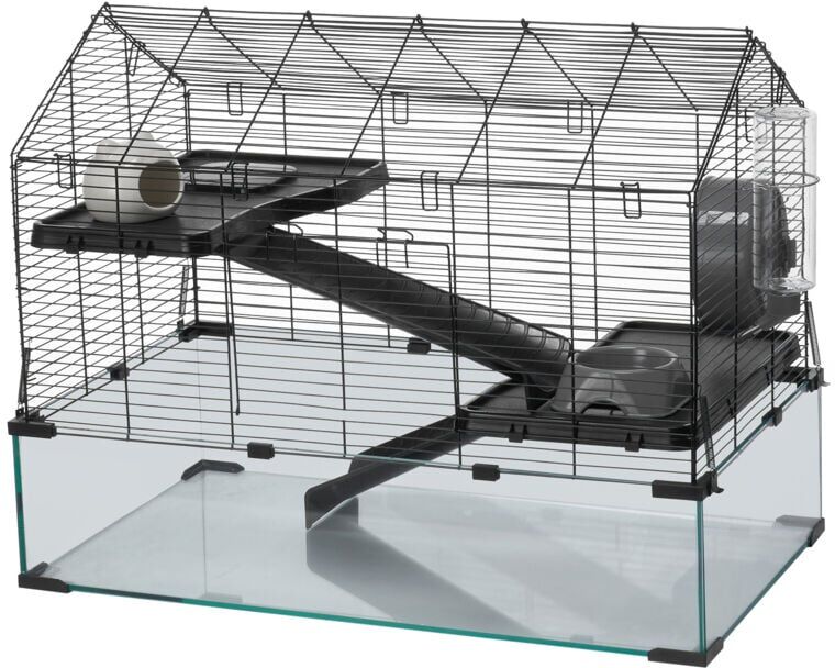Mophorn - Hamster Cage, 360° View Transparent Habitat, 29.5 x 17.3 x 24 in, Spacious for Small Pets, with Accessories, Ventilated and Portable