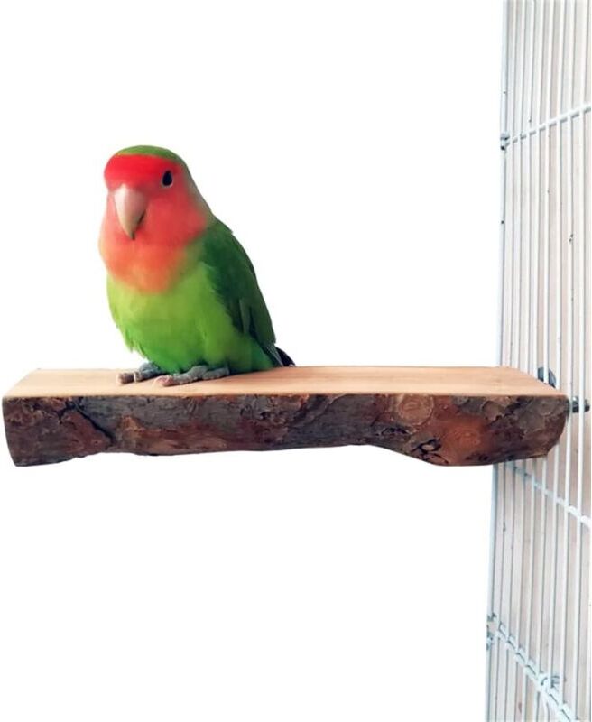 AOUGO Natural Apple Wood Perch Platform, Branch Supports, Bird Cage Accessories, Grinding Legs, for Cockatiels Conures Macaws Finches Lovebirds.