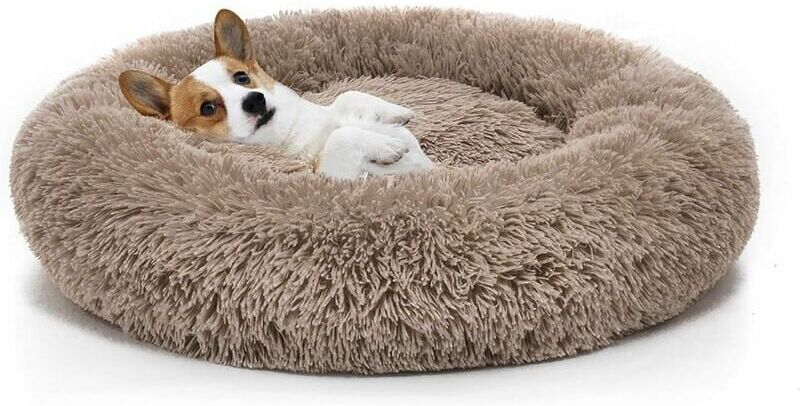HOOPZI Orthopedic Dog Bed Comfortable Donut Cuddler Round Dog Bed Ultra Soft Washable Dog and Cat Cushion Bed (70cm,Brown)