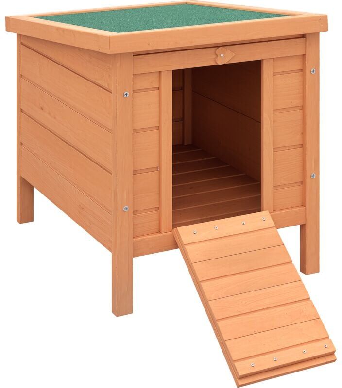 Wooden Rabbit Hutch Outdoor, Guinea Pig Hutch, Rabbit Hideaway, Cat House Natural - Pawhut