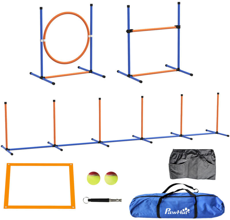 Pawhut - 8 Piece Dog Agility Equipment Set, Outdoor Agility Kit for Pet, Orange