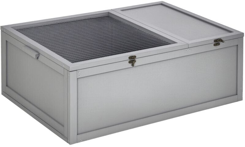 94 cm Wooden Tortoise House Turtle Habitat Small Reptile Cage Enclosure Grey - Pawhut