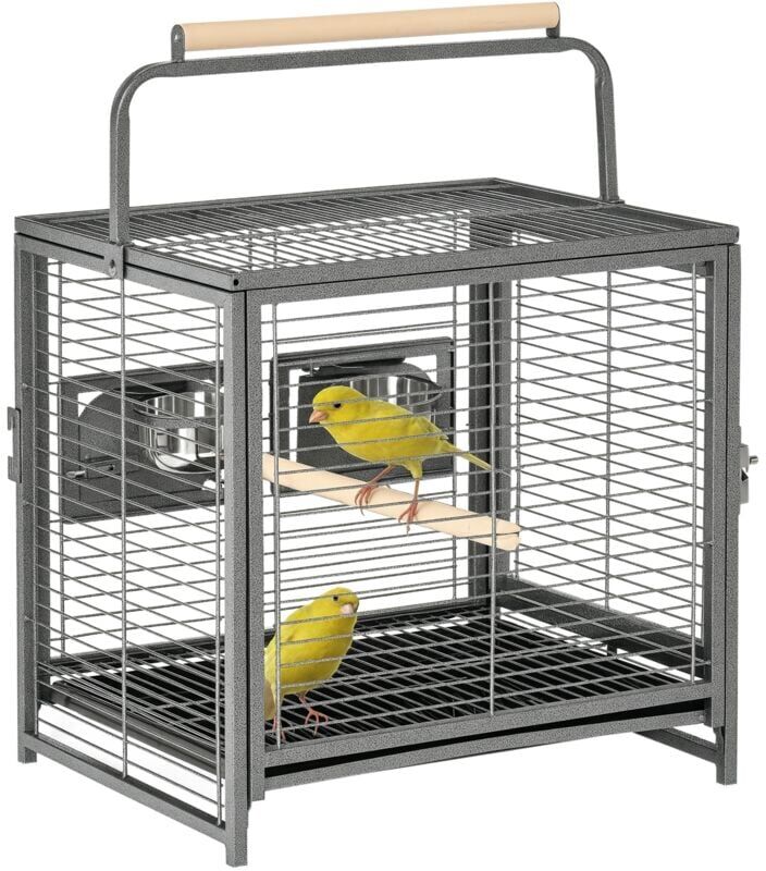 Pawhut - Parrot Cage, Travel Carry Pet Bird Cage Cockatiel w/ Metal Handle