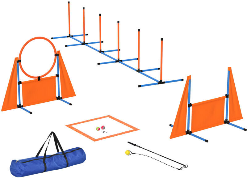 Pawhut - Seven-Piece Dog Agility Equipment, Obstacle Training Course Kit