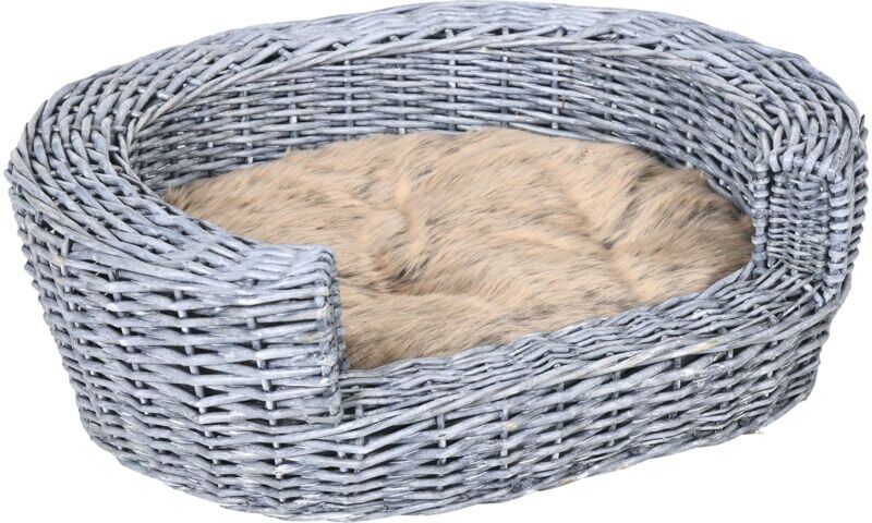 Pawhut - Elevated Dog Cat Couch Pet Basket Sofa Bed Wicker Willow Rattan w/Cushion