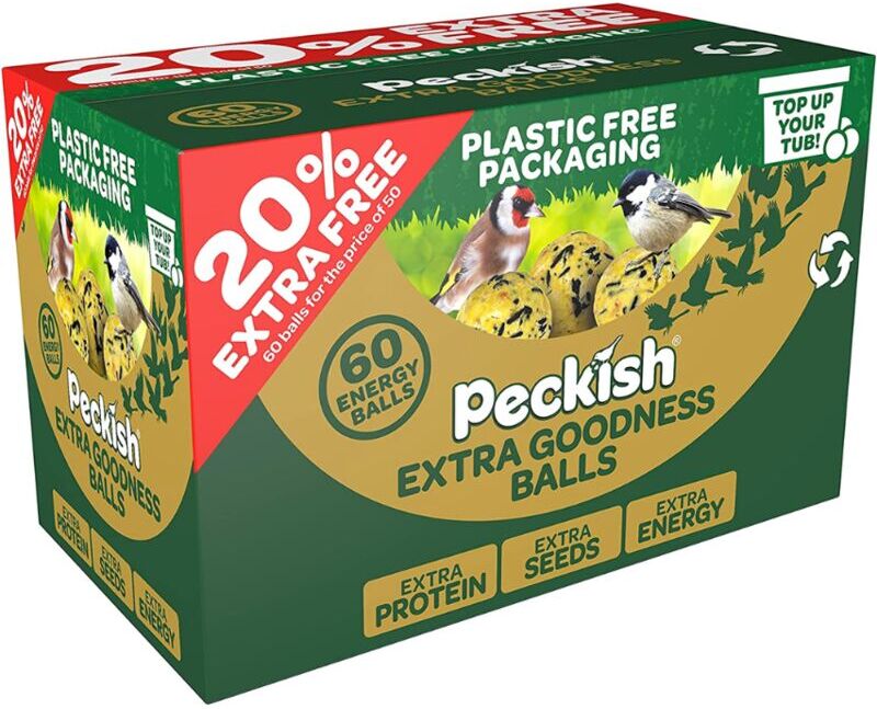 Peckish - 60 x Extra Goodness Energy Suet Fat Ball Bird Food Peanut Sunflower Seed