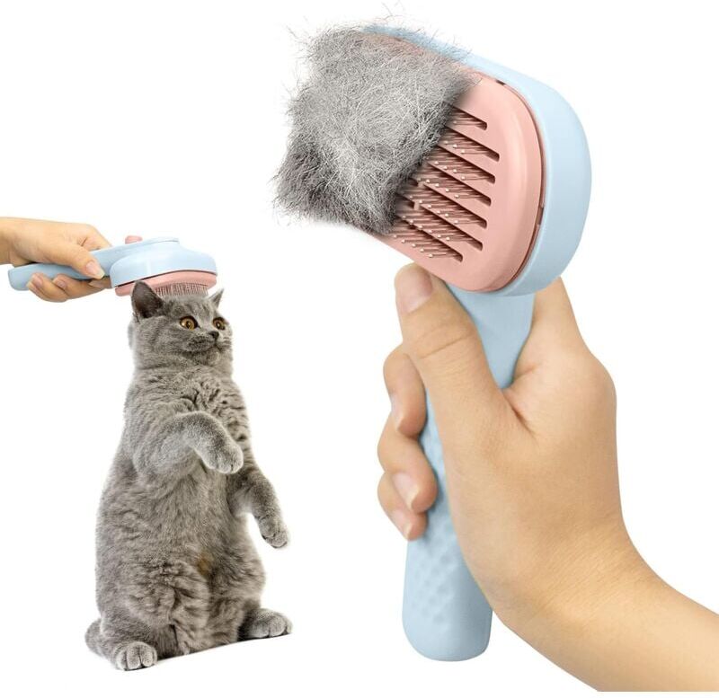 Héloise - Pet Brush Comb Dogs Cat Brush Cat Brushes Grooming Universal Remover Knots for Long Hair Short Hair, Clean Pet Hair with Button Brush