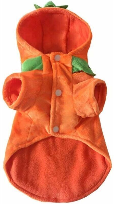 Orchidée - Pet Cosplay Costume Puppy Halloween Pumpkin Warm Fleece Hooded Clothes(L)
